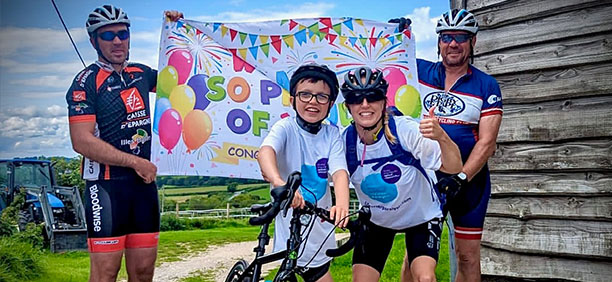Jacob Read and Family at the end of their 121-mile charity cycle